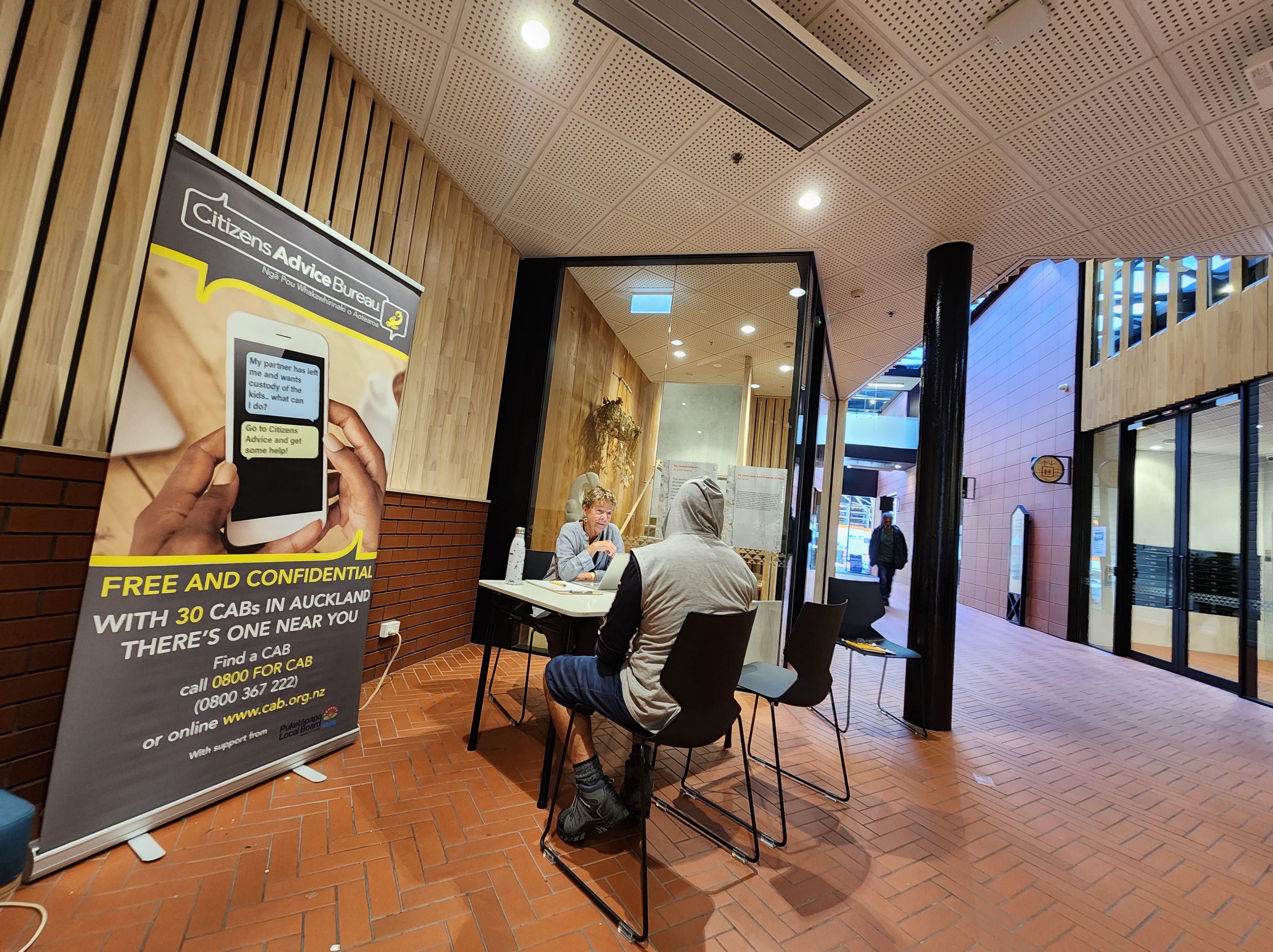 CAB stall set up in laneway of HomeGround, Auckland City Mission